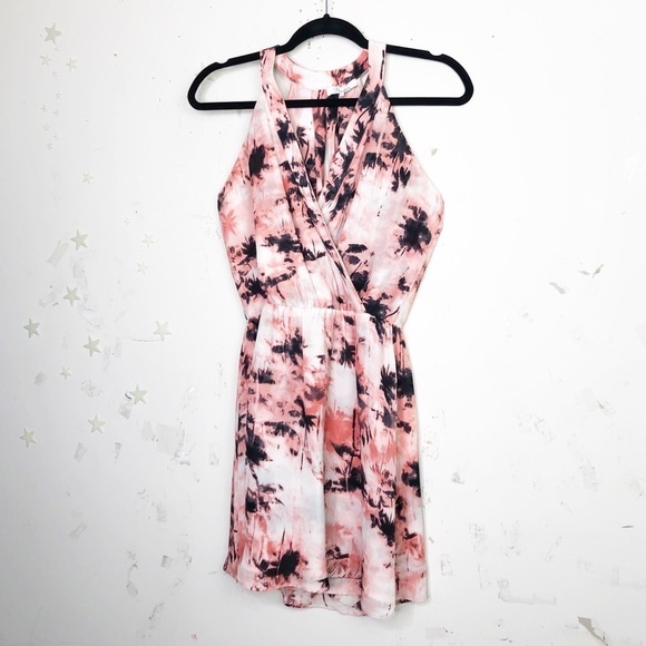 PARKER palm tree pink wrap front and back Silk mini dress - Picture 10 of 15